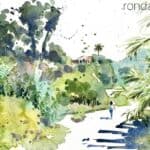 Aquarel·la amb una vista de l'entorn rural del municipi d'Argentona.