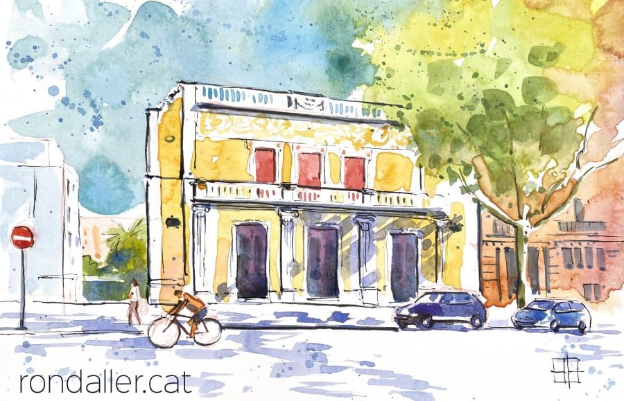 Aquarel·la amb una vista de l'avinguda del Tibidabo de Barcelona.