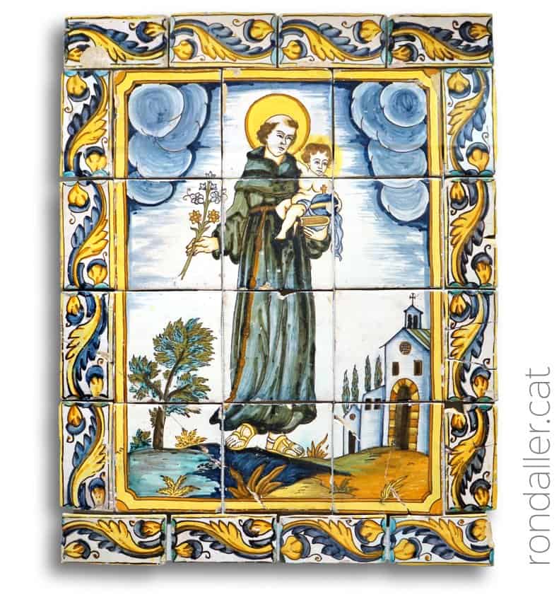 Plafó ceràmic amb la imatge de sant Antoni de Pàdua.