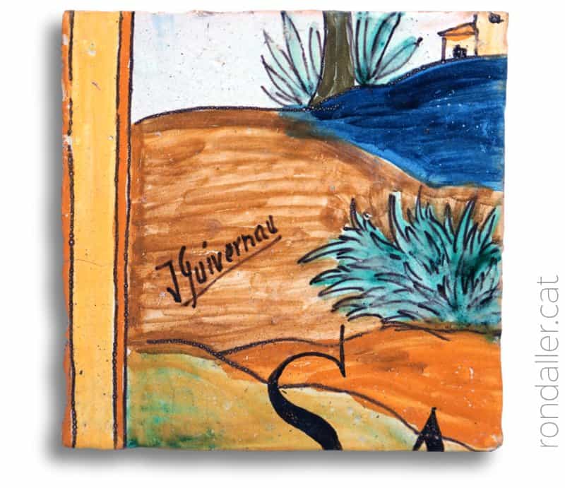 Signatura de Joan Baptista Guivernau a la font de Sant Mateu de Premià de Dalt.