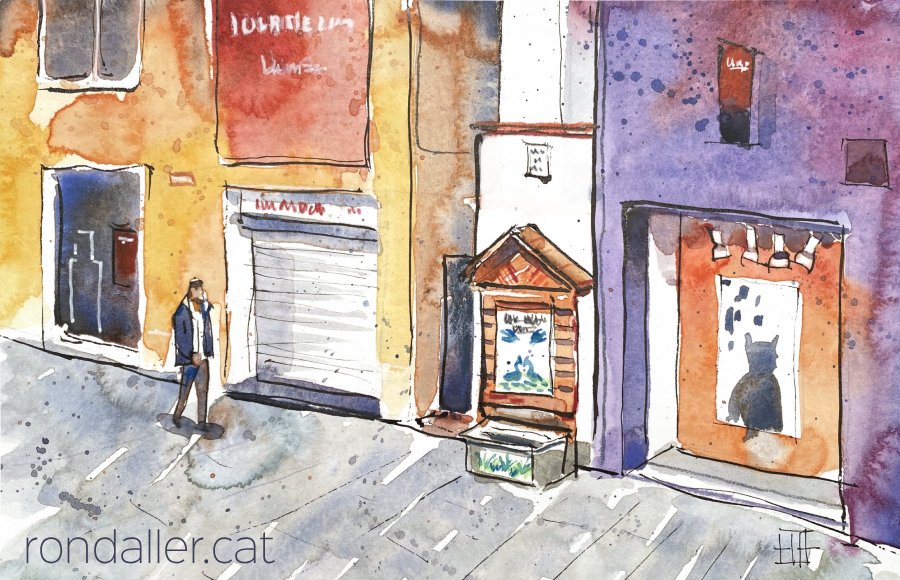 Aquarel·la amb una vista del passeig de Dintre de Blanes.