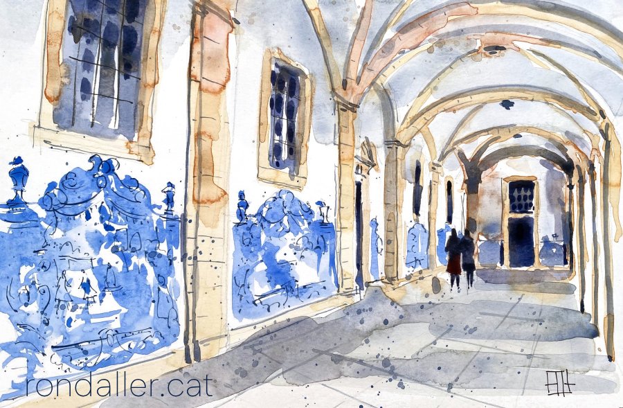 Aquarel·la amb una vista del claustre de São Vicente de Fora.