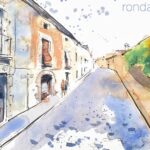 Aquarel·la amb una vista del carrer Lledó d'Argentona.