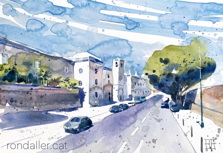 Aquarel·la amb una vista del Mosteiro da Madre de Deus on s'allotja el Museu Nacional do Azulejo de Lisboa.