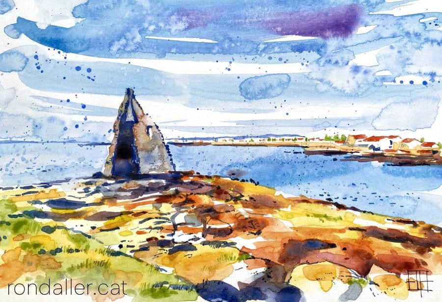 Aquarel·la amb una vista de la costa des de la torre de San Sadurniño.