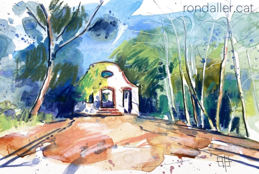 Aquarel·la amb una vista del paratge on hi havia el balneari.