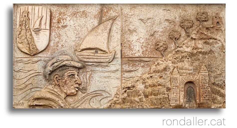 Mural ceràmica a la font del carrer de l'Església de Montgat.