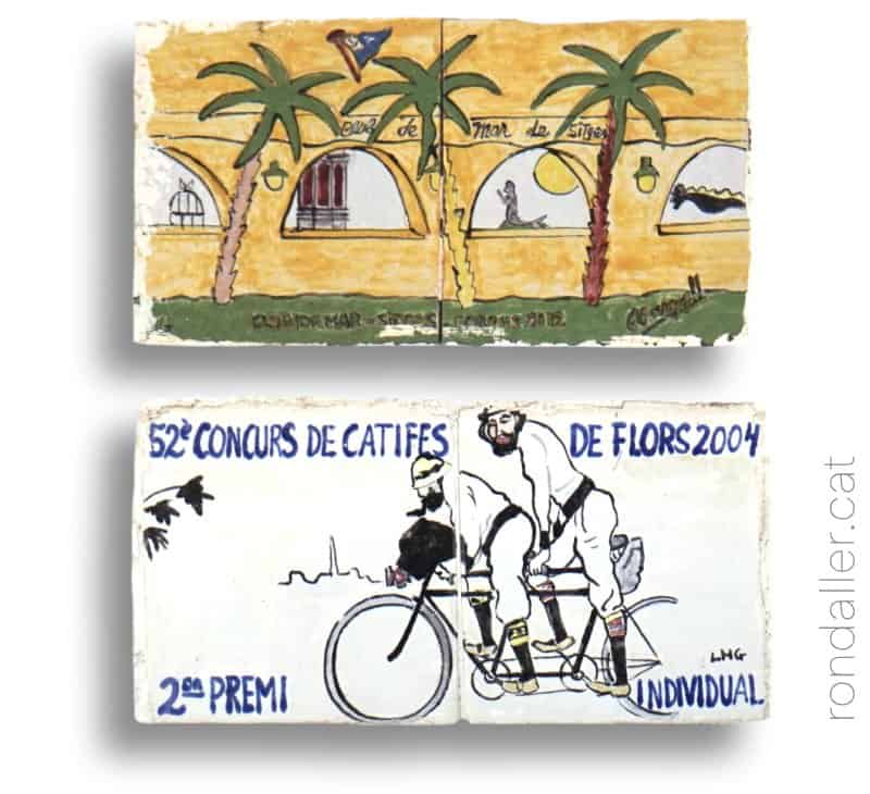 Rajoles commemoratives a la façana del Club de Mar.