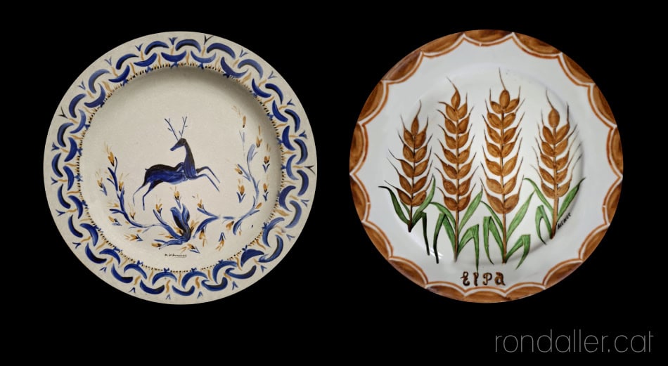 Ceràmiques fetes per Maria Mustarós i Joan Domènech. Plats decoratius.