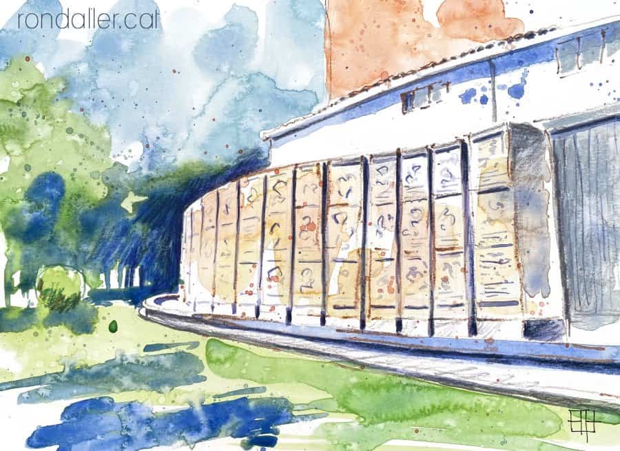 Aquarel·la amb una vista del monument creat per Carles Planas i Pons.