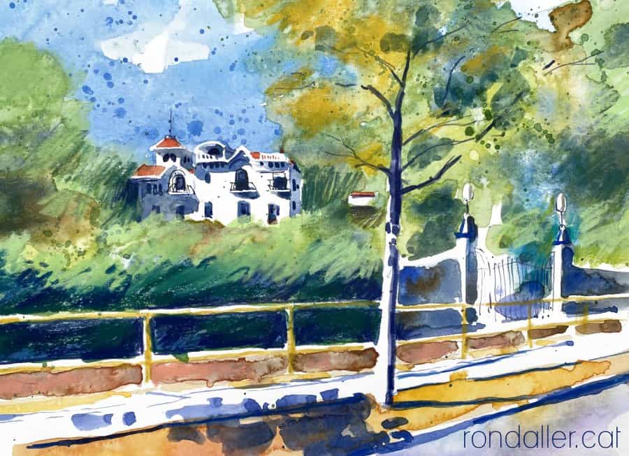 Aquarel·la amb una panoràmica de la finca de Ramiro Busquets.