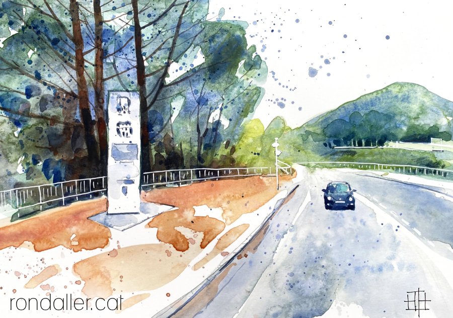 Aquarel·la amb una vista de la situació de l'obra de Domènec Fita.