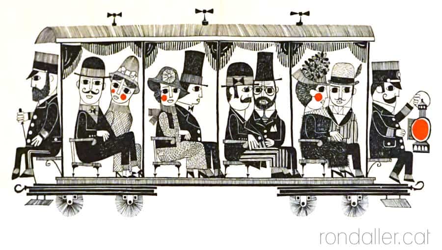 Els ferrocarrils de Rovira-Brull. Postal de Nadal per l'establiment Pañerías Manchester.