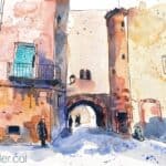 Aquarel·la amb una vista del portal de la Saura.