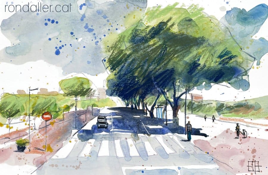 Aquarel·la amb una vista del passeig del Mar.