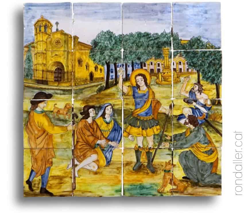 Detall del plafó ceràmic del compatró de Vilafranca del Penedès, fet per Via Fontanals.