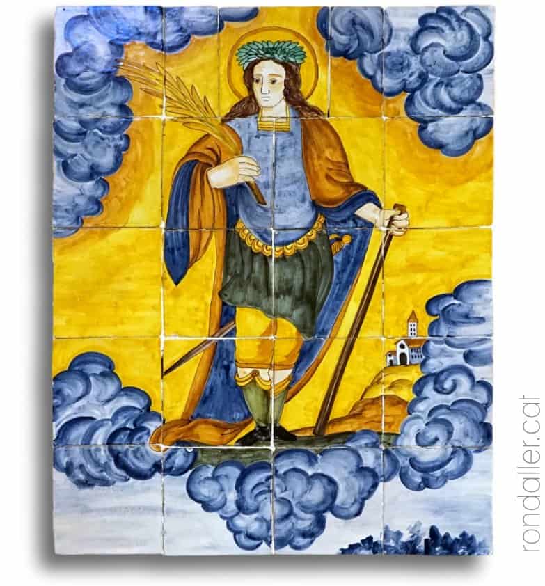 Detall del retaule ceràmic de sant Jocund de Vilafranca del Penedès.