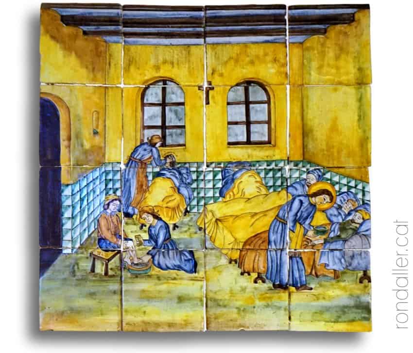 Detall del retaule ceràmic de sant Jocund de Vilafranca del Penedès.