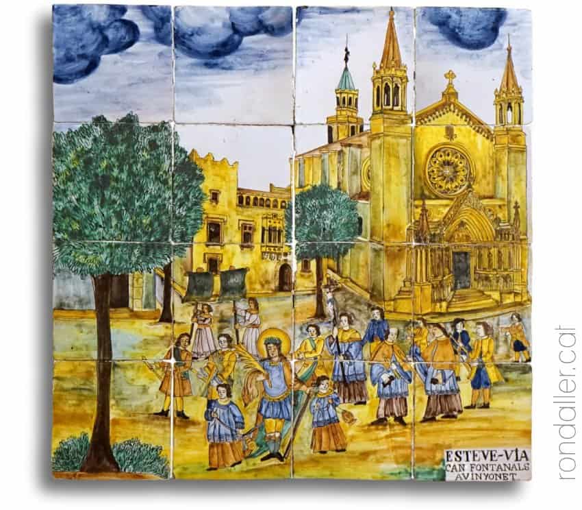 Detall del retaule ceràmic de sant Jocund de Vilafranca del Penedès.