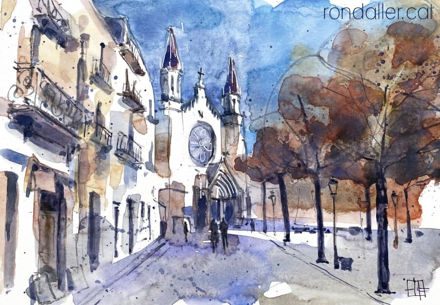 Aquarel·la amb una vista de la plaça de Jaume I.